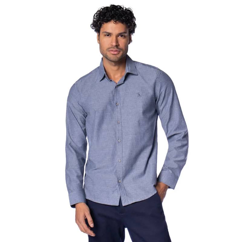 Camisa Masculina Amil Manga Longa Azul - 3