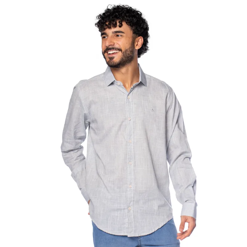 Camisa Masculina Amil Comfort em Algodão Cinza - 2