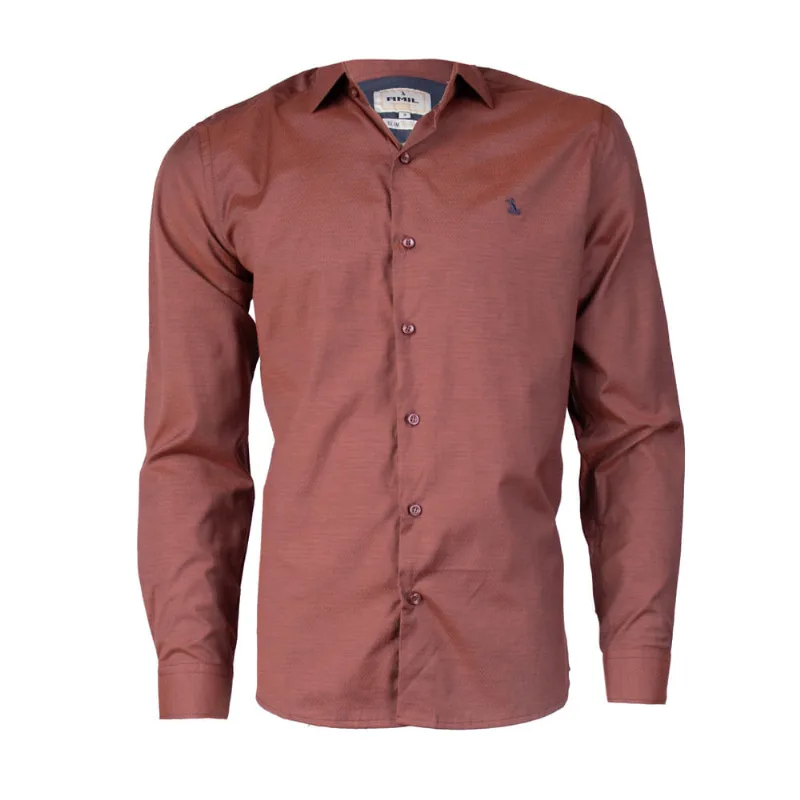 Camisa Masculina Amil Manga Longa Bordô - 5