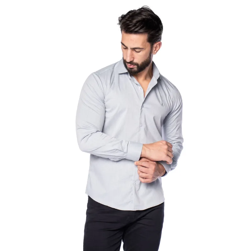 Camisa Masculina Amil Slim Cinza - 4
