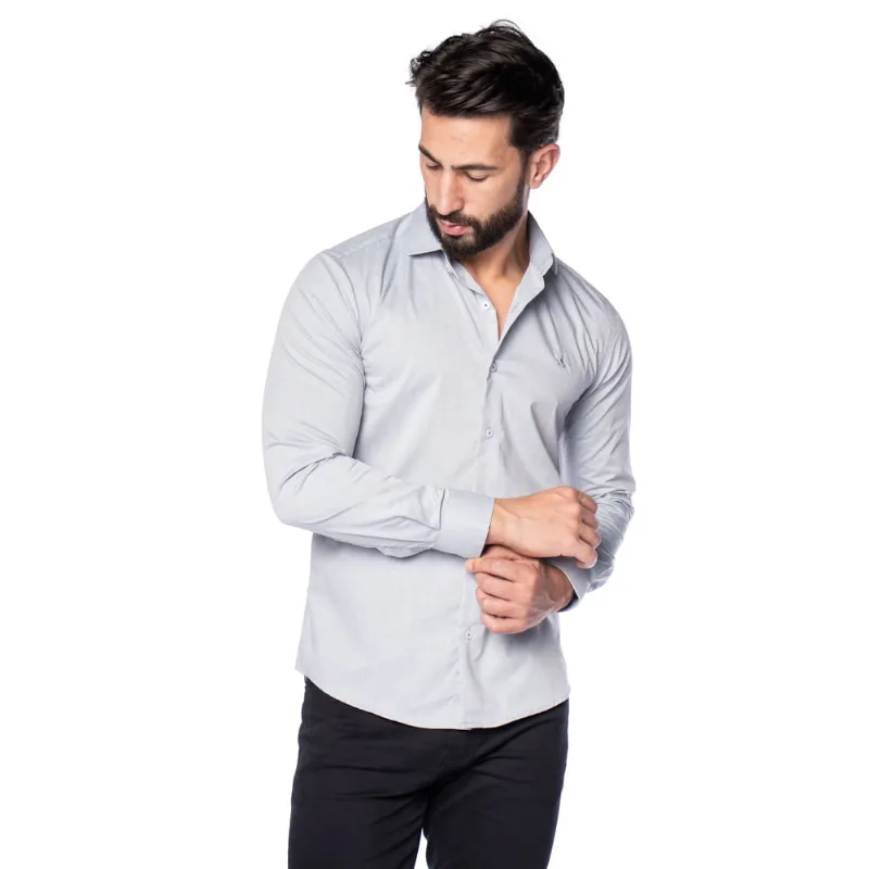 Camisa Masculina Amil Slim Cinza - 5