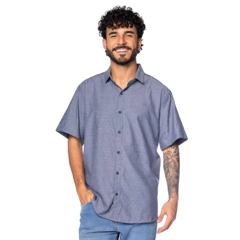 Camisa Masculina Amil Manga Curta Comfort Azul Escuro - 5