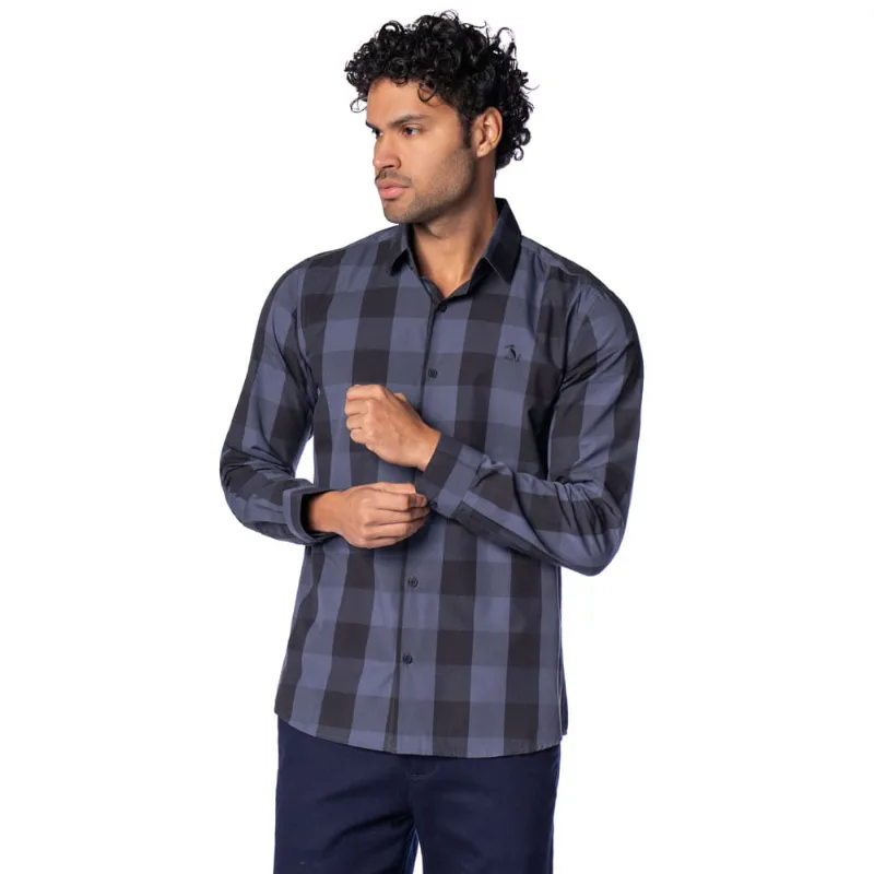 Camisa Masculina Amil Manga Longa Slim Aston Cinza Escuro - 4