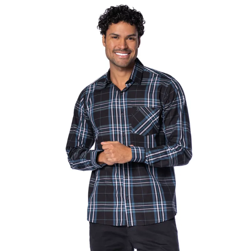 Camisa Masculina Amil Manga Longa Xadrez Preto/Azul - 4