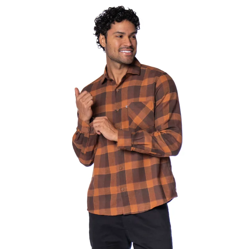 Camisa Masculina Amil Xadrez Flanelado Marrom/Terracota - 3