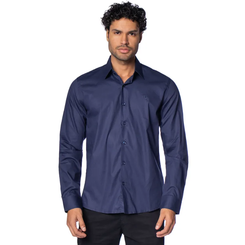Camisa Masculina Amil Manga Longa Lavender Elastano Marinho - 4