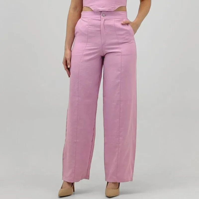 Calça Dink Pantalona em Tecido Feminina