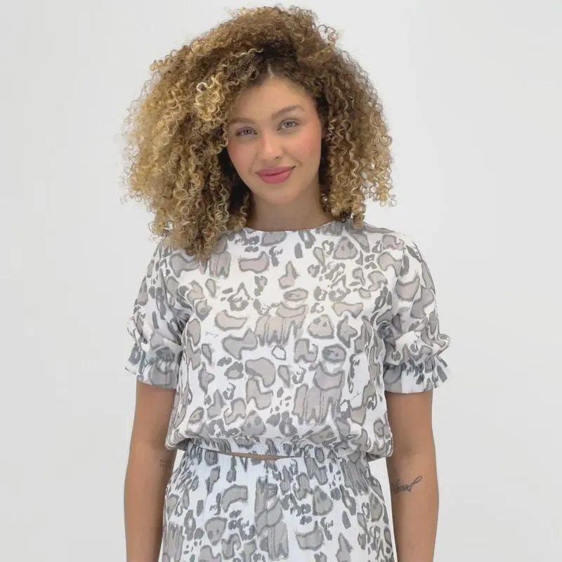 Blusa Dink Estampada Manga Curta Feminina