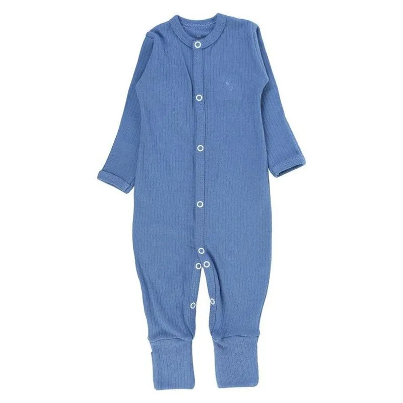 Macacão Longo Junkes Baby M Canelado Azul Jeans (MP)