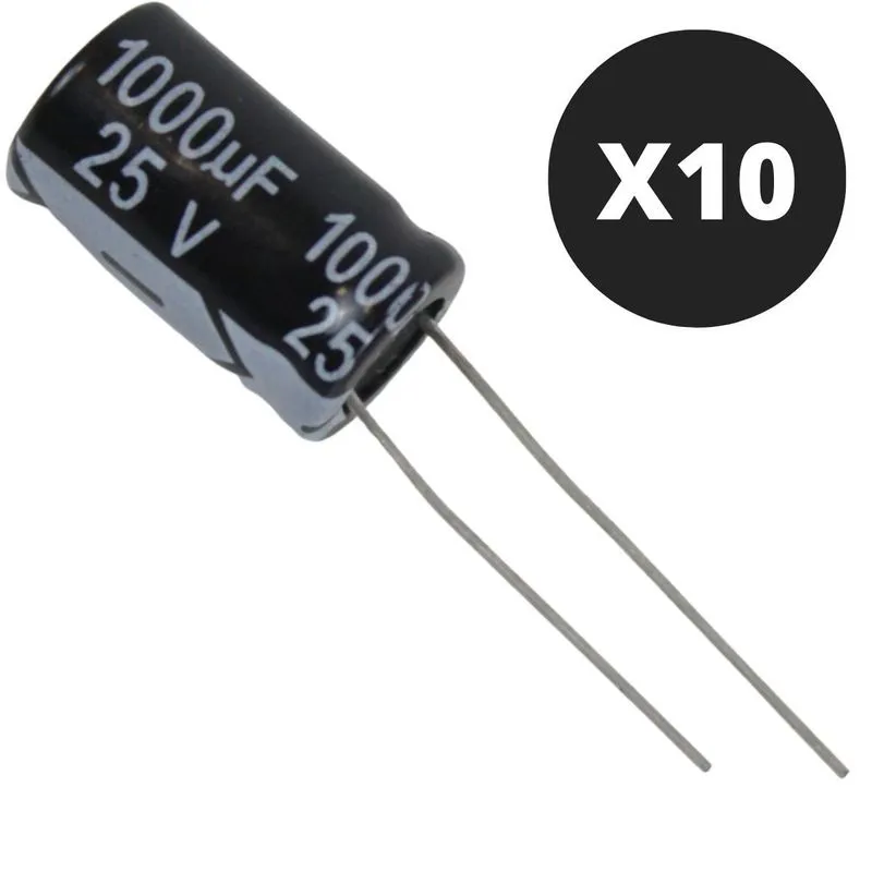 Kit 10 Capacitor Eletrolitico 1000x25v-105 Graus Novo
