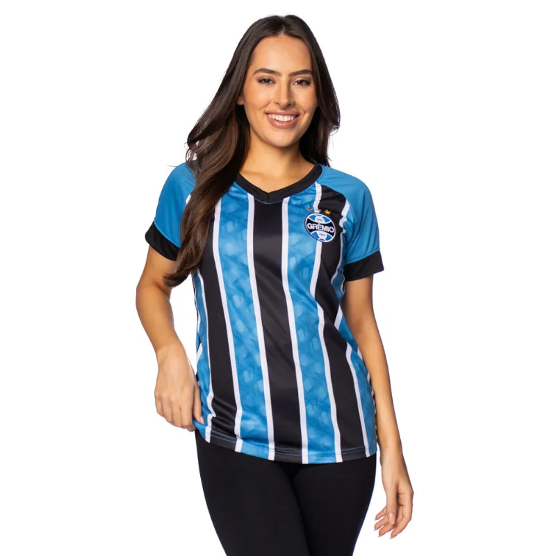 Camiseta Feminina Legend Grenal Grêmio Estampada Azul/Preto - GG