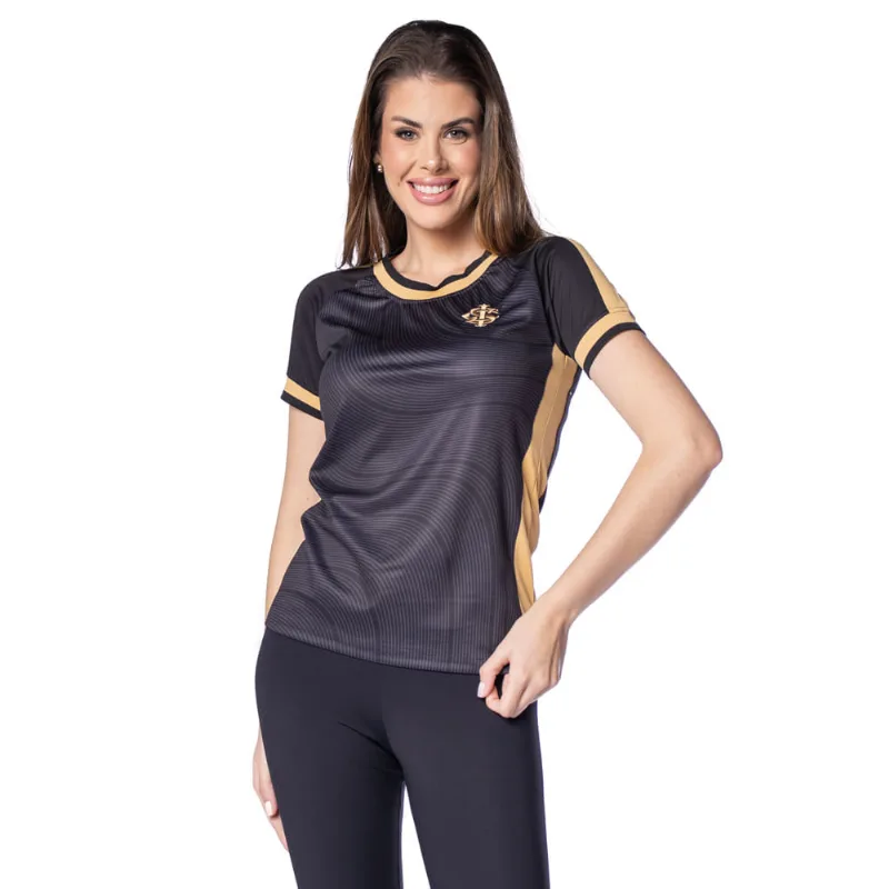Camiseta Feminina Lotus Inter Goldy Preto/Dourado - G