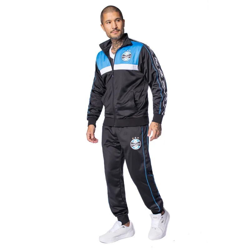 Agasalho Masculino Lotus Grêmio Tape 26 Preto/Azul Turquesa - 3G