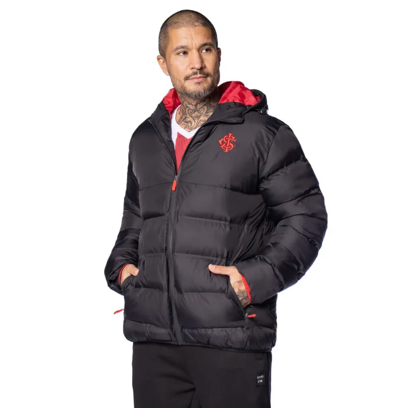 Jaqueta Masculina Lotus Inter 2026 Puffer Capuz Preto - 3G