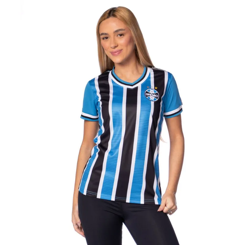 Camiseta Feminina Lotus Grêmio Listrada Azul/Preto - P