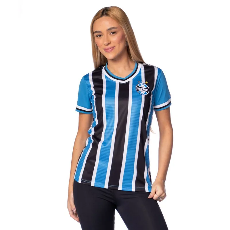 Camiseta Feminina Lotus Grêmio Listrada Azul/Preto - M