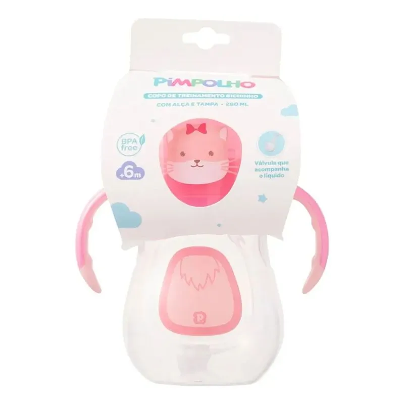 Copo De Treinamento Bichinho Com Alça E Tampa 280ml - Pimpolho