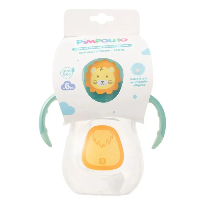 Copo De Treinamento Bichinho Com Alça E Tampa 280ml - Pimpolho