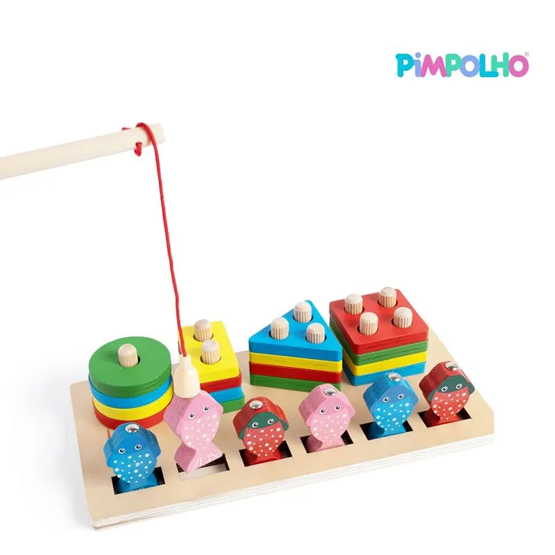 Brinquedo de Madeira Montessori Encaixe E Pesque Magnético - Pimpolho