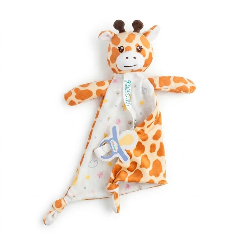 Naninha de Pelúcia Girafa Pimpolho com Prendedor de Chupeta Laranja 2+ Meses - pimpolho
