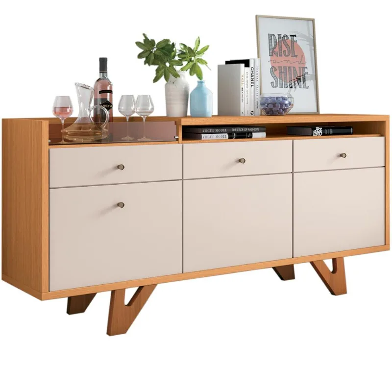 Aparador Buffet Bar Para Sala 02 Portas 02 Gavetas Valentim B01 Cinamomo Off White - Lyam Decor - Lyam Decor