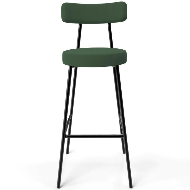 Banqueta Alta Bar Cozinha Sala De Jantar Estrutura Em Aço Milão F01 Suede Verde Musgo - Lyam Decor - Lyam Decor