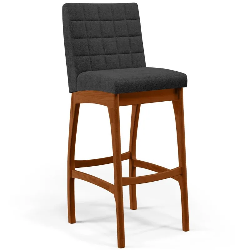 Banqueta Alta Para Cozinha Sala De Jantar Fixa Mila L02 Bouclê Preto - Lyam Decor - Lyam Decor