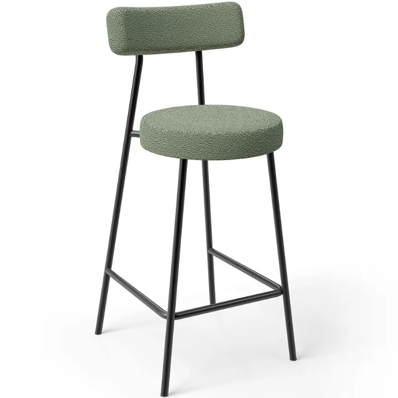 Banqueta Baixa Para Cozinha Sala De Jantar Bar Bancada Milão L02 Bouclê Oliva - Lyam Decor