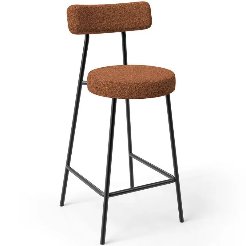 Banqueta Baixa Para Cozinha Sala De Jantar Bar Bancada Milão L02 Bouclê Terracota