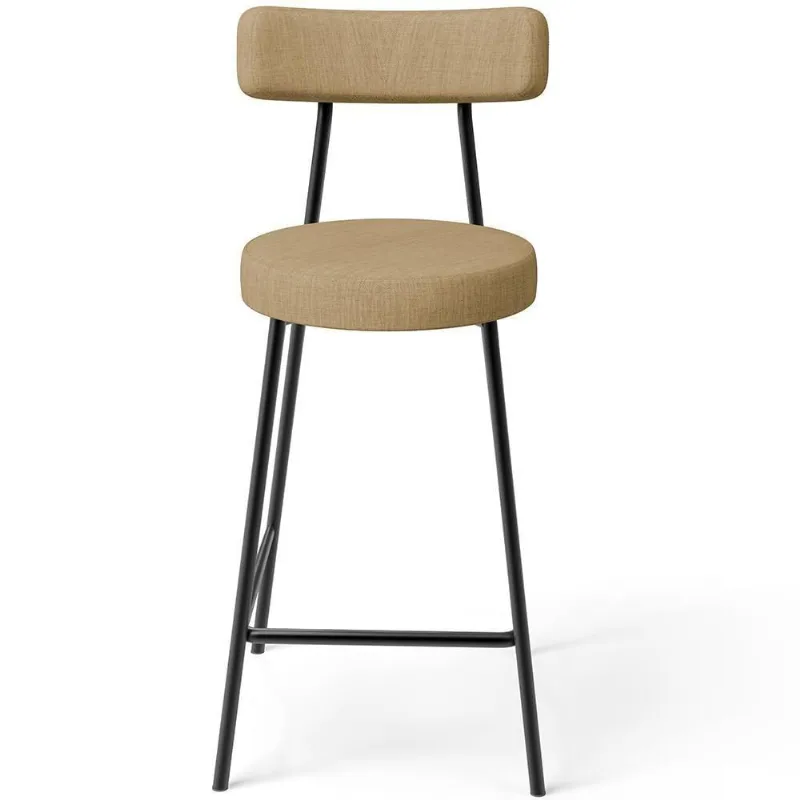 Banqueta Baixa Para Cozinha Sala De Jantar Bar Bancada Milão L02 Linho Bege Escuro - Lyam Decor
