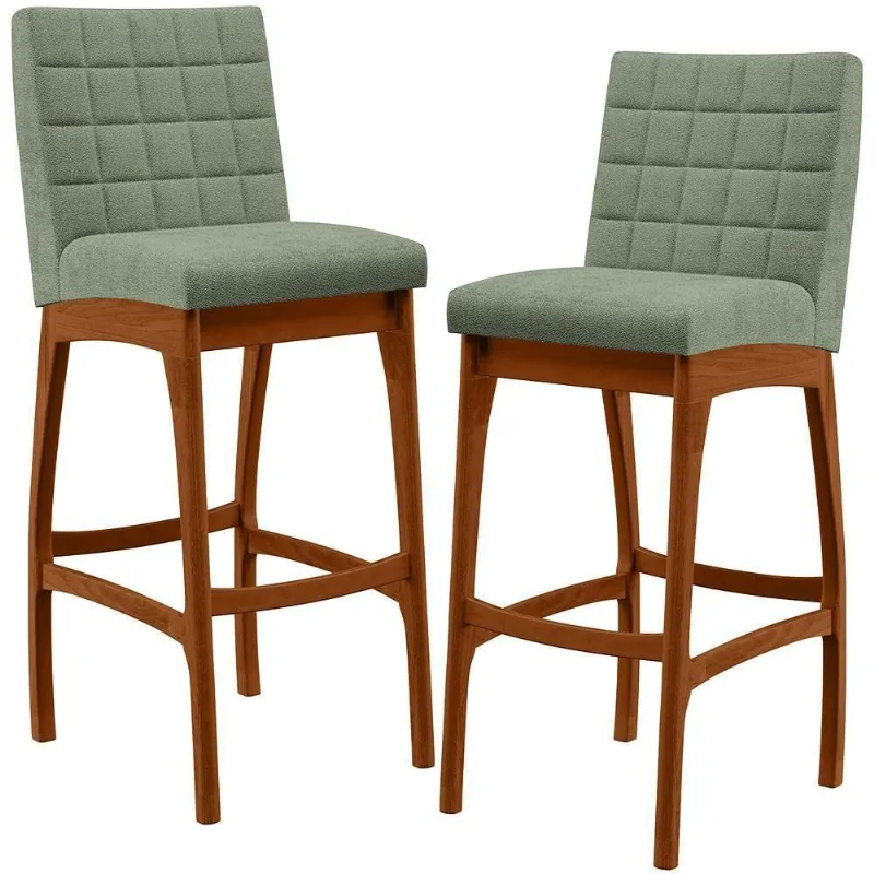 Kit 02 Banquetas Alta Para Cozinha Sala De Jantar Fixa Mila B04 Bouclê Oliva - Lyam Decor