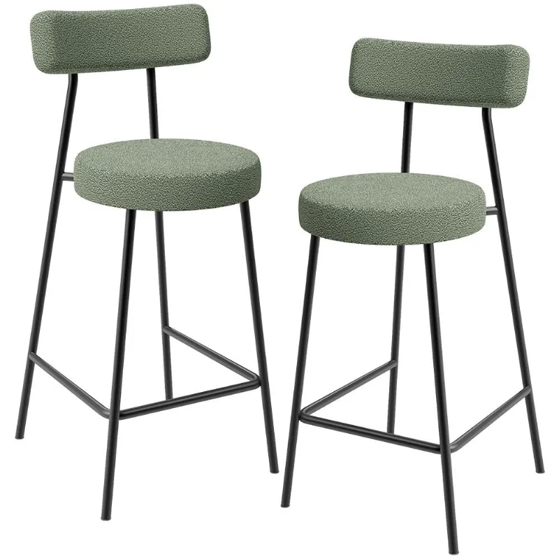 Kit 02 Banquetas Baixa Para Cozinha Sala De Jantar Bar Bancada Milão L02 Bouclê Oliva - Lyam Decor