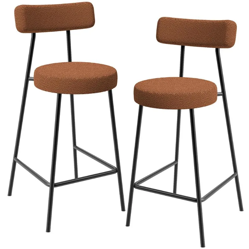 Kit 02 Banquetas Baixa Para Cozinha Sala De Jantar Bar Milão L02 Bouclê Terracota - Lyam Decor