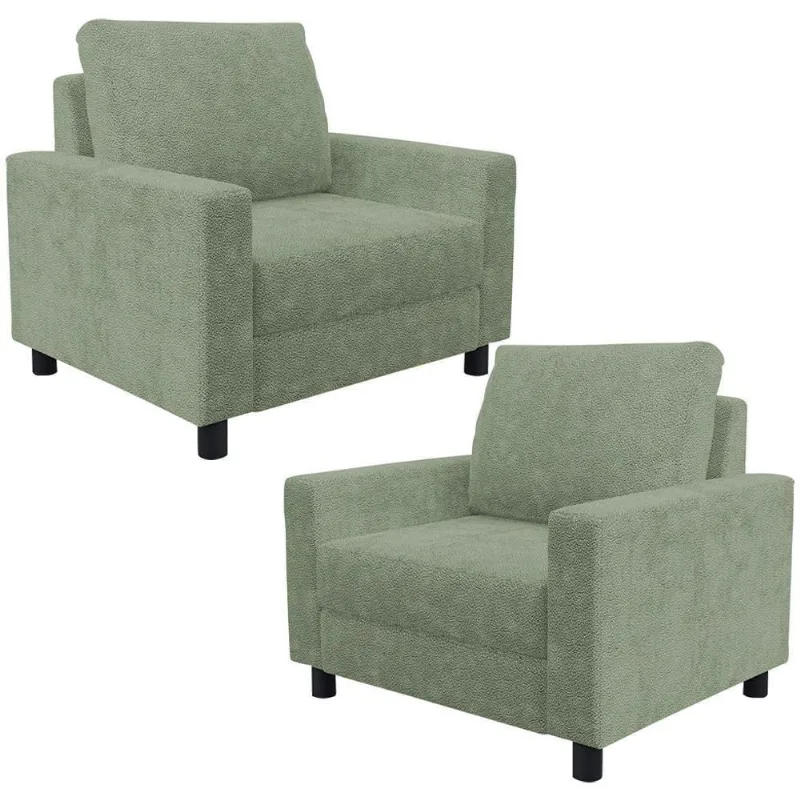Kit 02 Poltronas Decorativa Para Sala De Estar E Recepção Malta L02 Bouclê Oliva