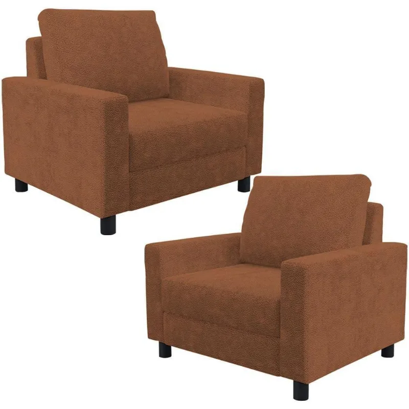 Kit 02 Poltronas Decorativa Para Sala De Estar E Recepção Malta L02 Bouclê Terracota