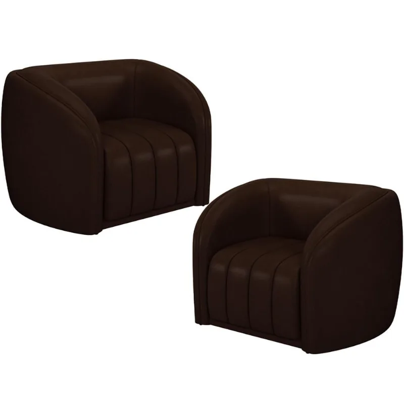 Kit 2 Poltronas Decorativa Para Sala Lazio M03 Corano Marrom - Lyam Decor - Lyam Decor