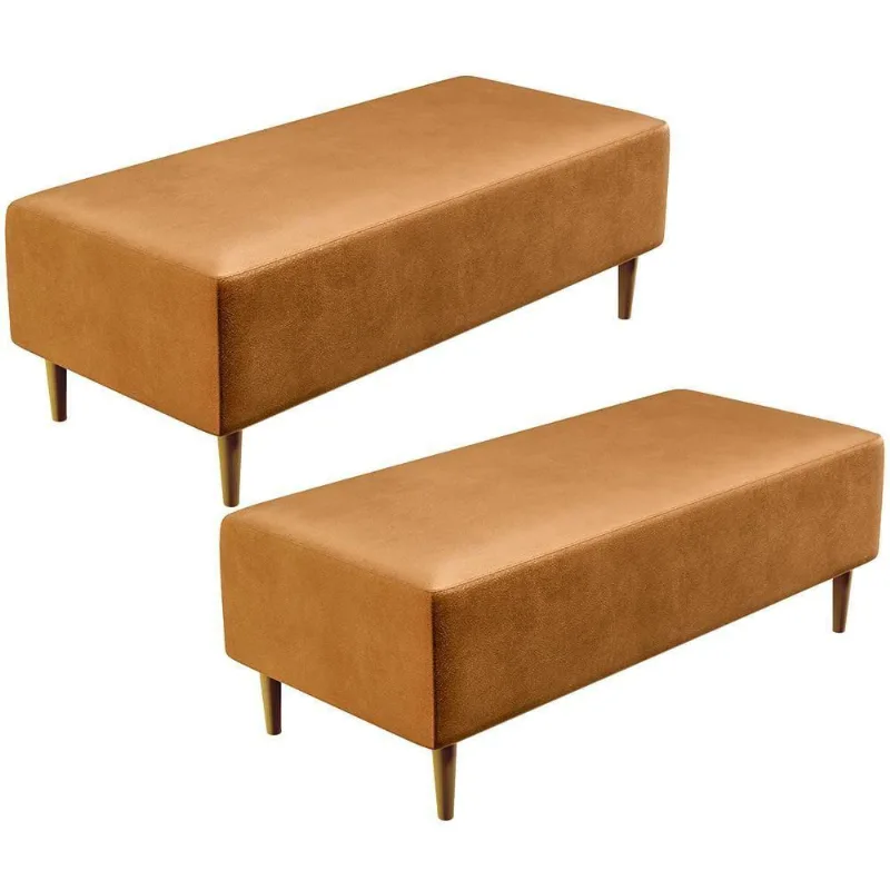 Kit 02 Puffs Decorativo Sala De Estar Bali W01 Pés Palito 120X50Cm Couríssimo Whisky