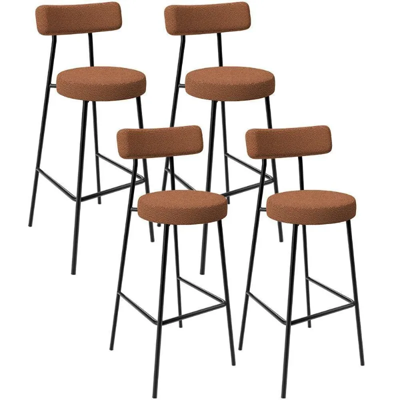 Kit 04 Banquetas Alta Bar Cozinha Sala De Jantar Estrutura Em Aço Milão L02 Bouclê Terracota - Lyam Decor