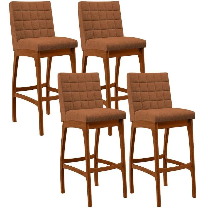 Kit 04 Banquetas Alta Para Cozinha Sala De Jantar Fixa Mila B04 Bouclê Terracota - Lyam Decor