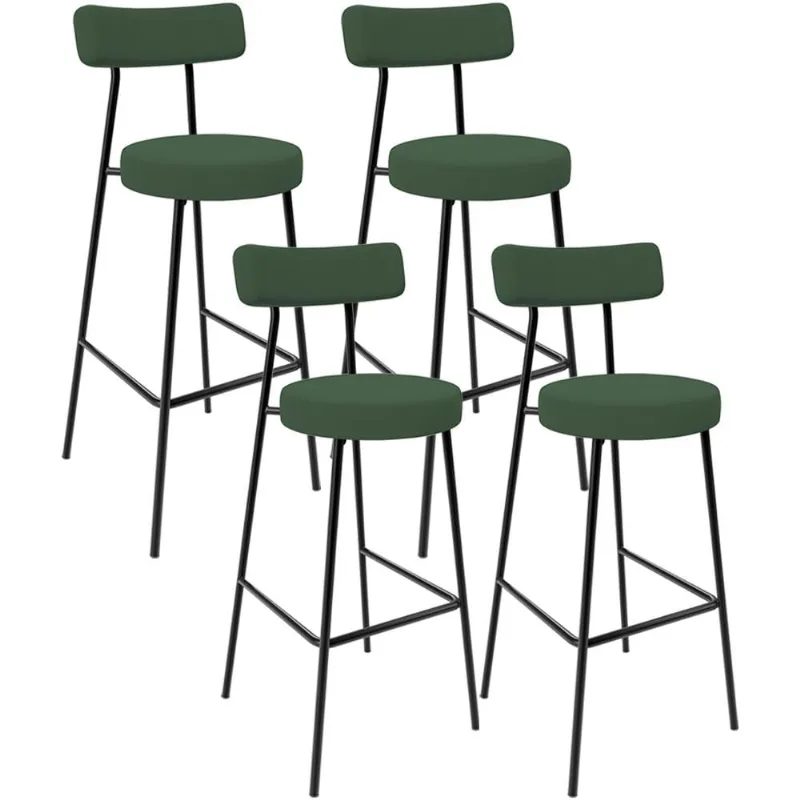 Kit 04 Banquetas Baixa Bar Cozinha Sala De Jantar Milão L02 Suede Verde Musgo - Lyam Decor