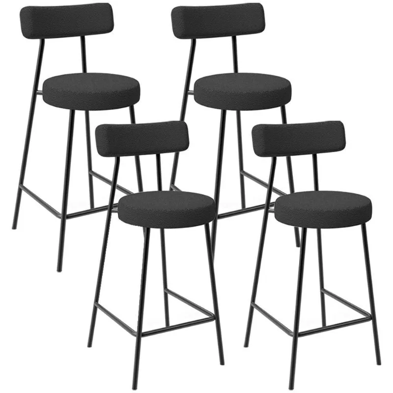 Kit 04 Banquetas Baixa Para Cozinha Sala De Jantar Bancada Milão L02 Bouclê Preto - Lyam Decor