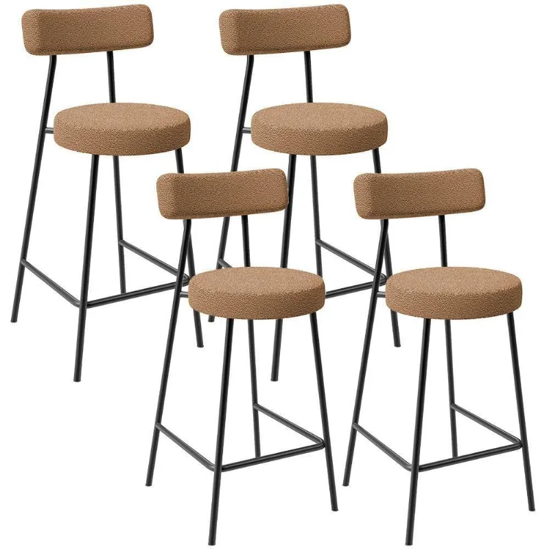Kit 04 Banquetas Baixa Para Cozinha Sala De Jantar Bar Bancada Milão L02 Bouclê Mostarda - Lyam Decor