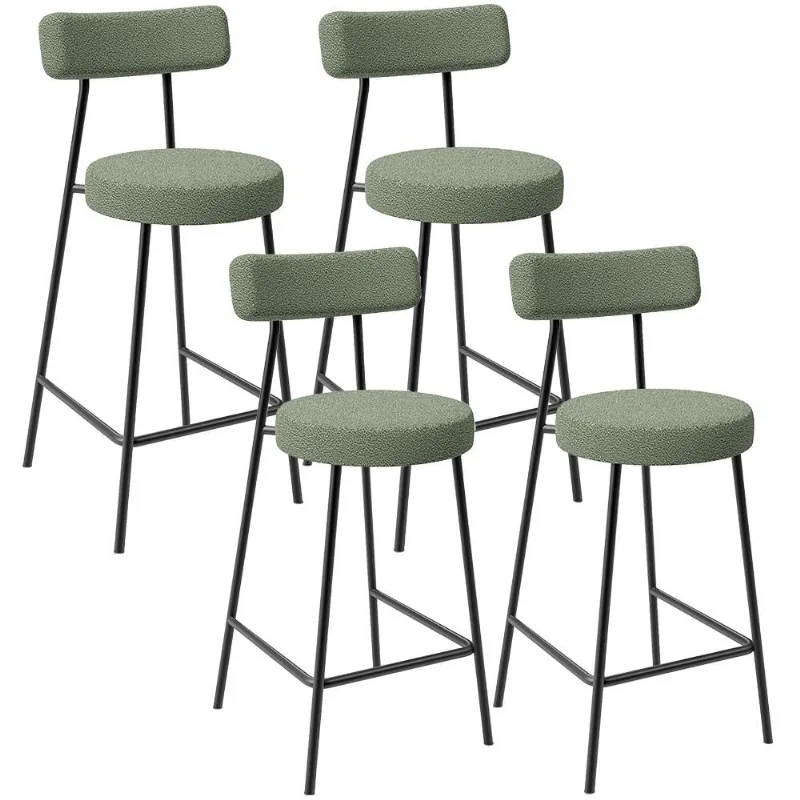 Kit 04 Banquetas Baixa Para Cozinha Sala De Jantar Bar Bancada Milão L02 Bouclê Oliva - Lyam Decor