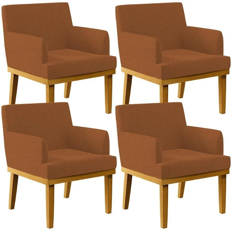 Kit 04 Poltronas Decorativa Para Sala De Estar E Recepção Beatriz W01 Bouclê Terracota - Lyam Decor