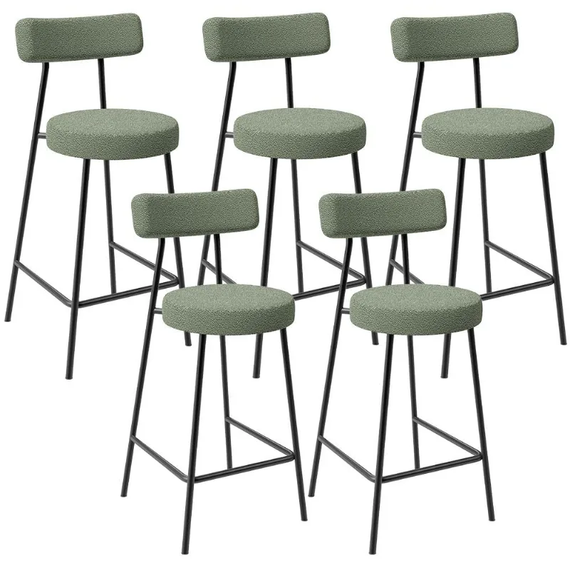 Kit 05 Banquetas Baixa Para Cozinha Sala De Jantar Bar Bancada Milão L02 Bouclê Oliva - Lyam Decor - Lyam Decor