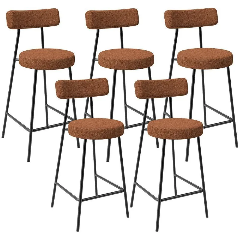 Kit 05 Banquetas Baixa Para Cozinha Sala De Jantar Bar Milão L02 Bouclê Terracota - Lyam Decor - Lyam Decor