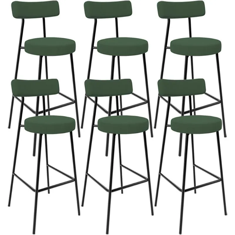 Kit 06 Banquetas Alta Bar Cozinha Sala De Jantar Em Aço Milão F01 Suede Verde Musgo - Lyam Decor - Lyam Decor