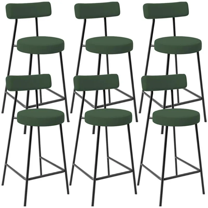 Kit 06 Banquetas Baixa Bar Cozinha Sala De Jantar Milão L02 Suede Verde Musgo - Lyam Decor - Lyam Decor