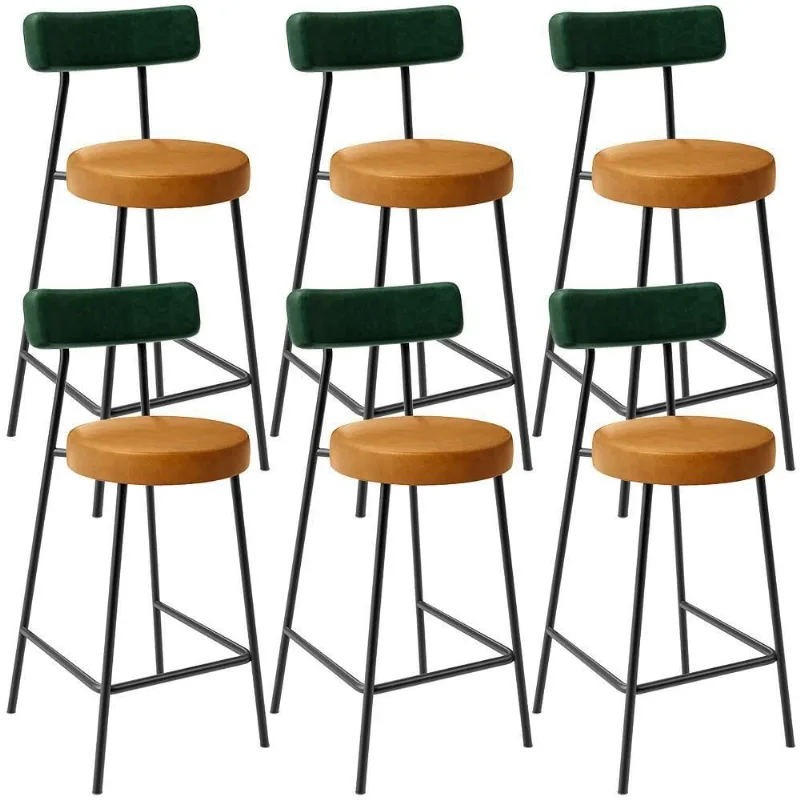 Kit 06 Banquetas Baixa Cozinha Sala Jantar Bancada Milão L02 Facto Verde Couríssimo Whisky - Lyam Decor