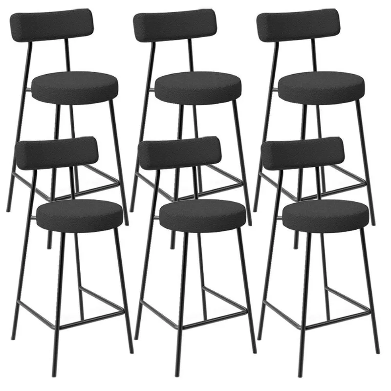 Kit 06 Banquetas Baixa Para Cozinha Sala De Jantar Bancada Milão L02 Bouclê Preto - Lyam Decor - Lyam Decor